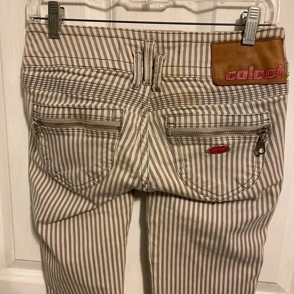 Rare Colcci Quality Denim Striped Jeans Women Size 4 Pockets double Buttons - Picture 4 of 8